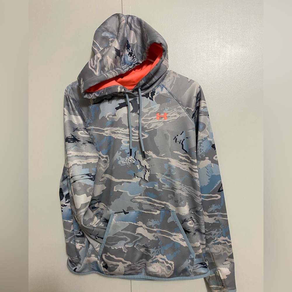 Under Armour Womens Blue Long Sleeves Storm Icon Camo Hoodie Sweatshirt